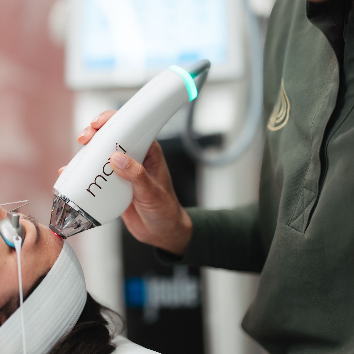 Close-up of a person's neck and jawline.