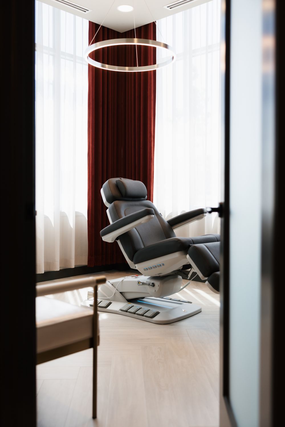 Profile of a woman with natural curly hair.