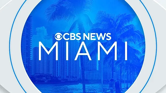 CBS News Miami logo on blue background