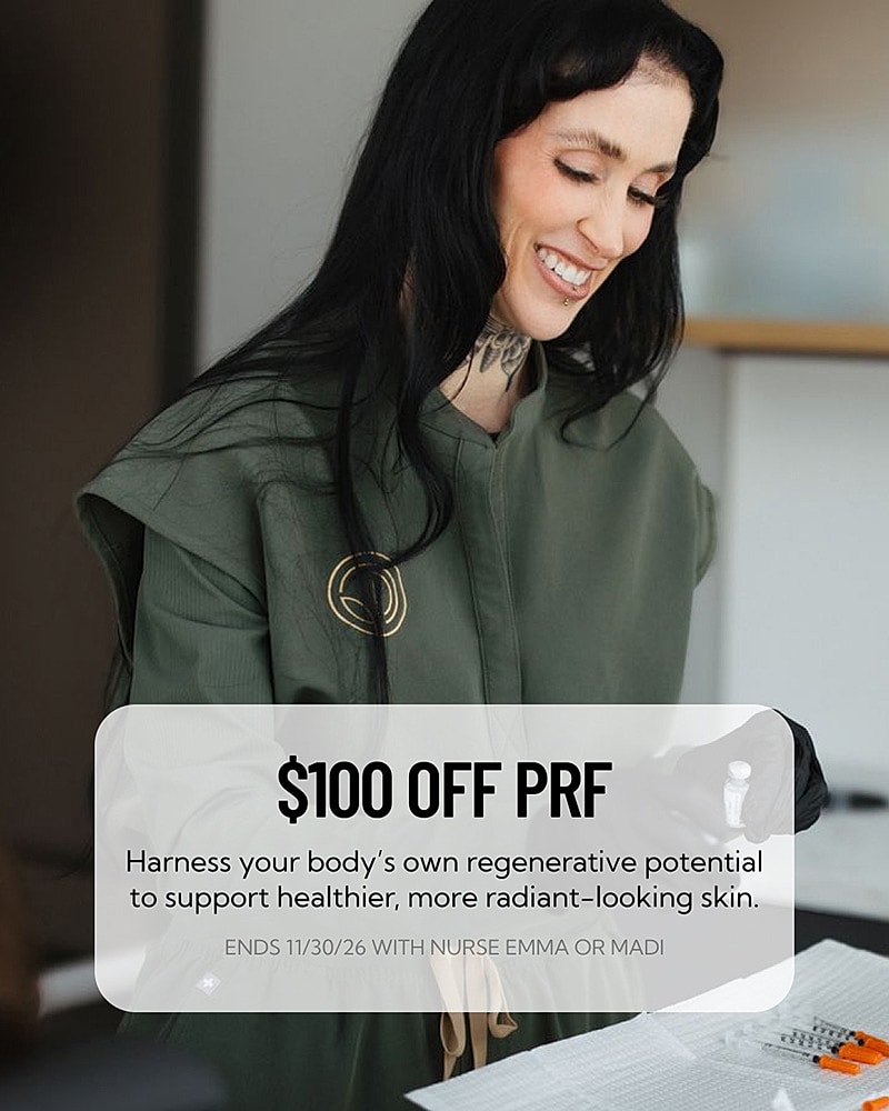 Promotion for regenerative skin treatment services.