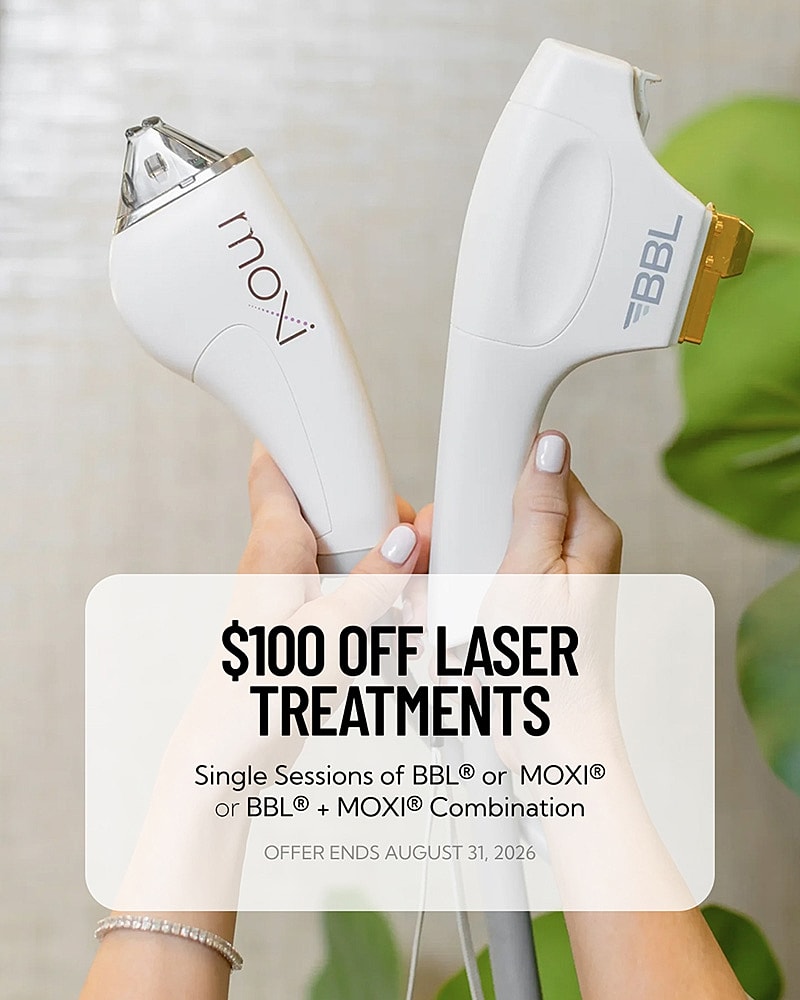 $100 off BBL or MOXI laser treatments offer