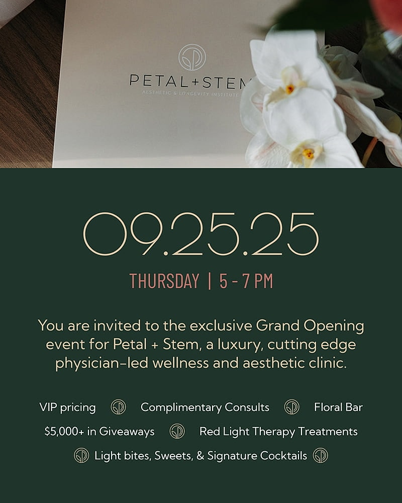 Grand opening invitation for Petal + Stem event.