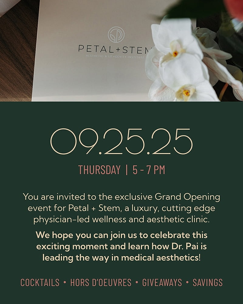 Grand opening invitation for Petal + Stem Clinic